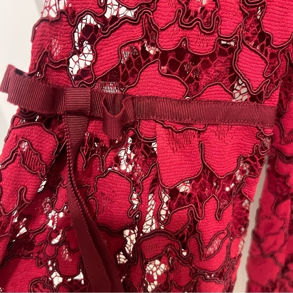 Lela Rose Red Lace Mini Dress - Picture 3 of 11